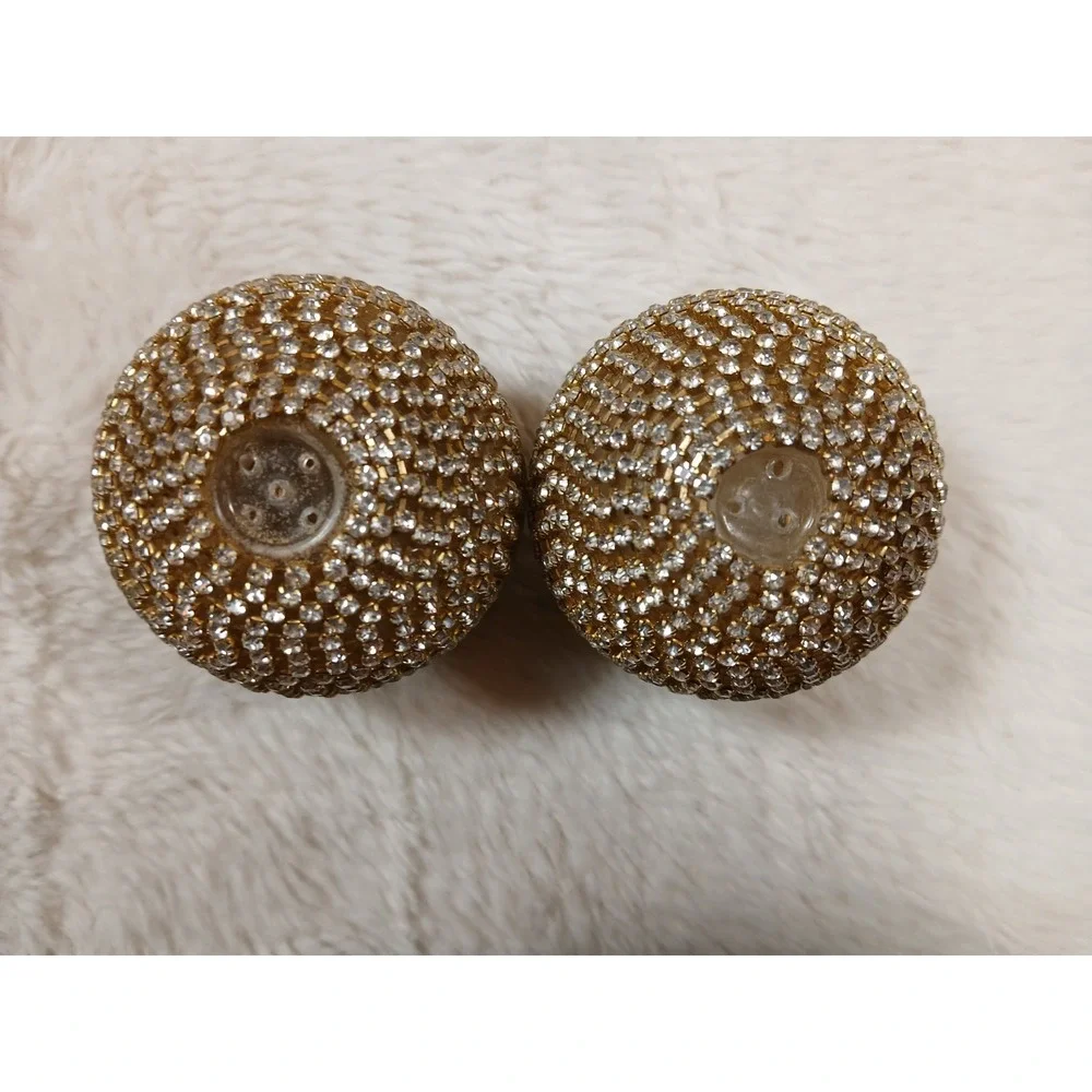 Crystal Rhinestone-Encrusted Decorative Sphere‎ Salt & Pepper Shakers